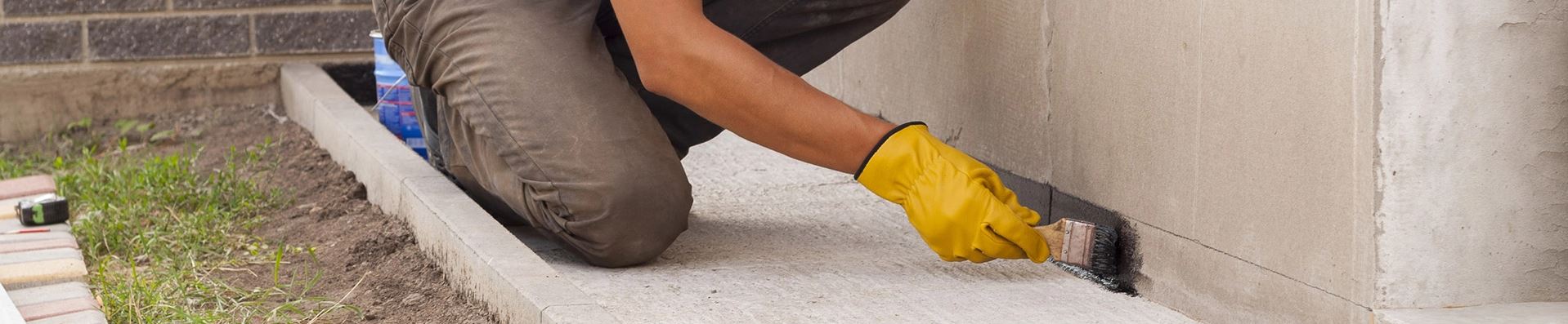 Concrete touch up by a worker