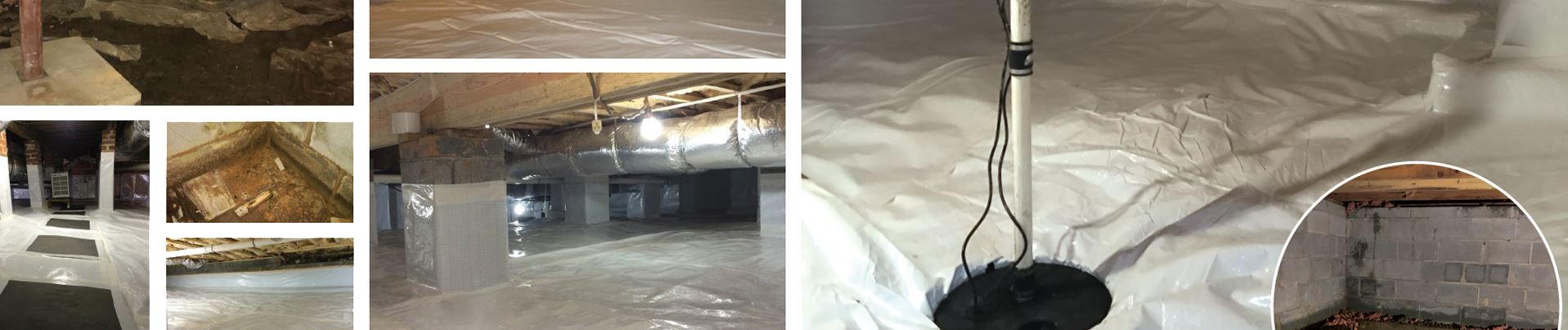 Encapsulated crawl space before and after